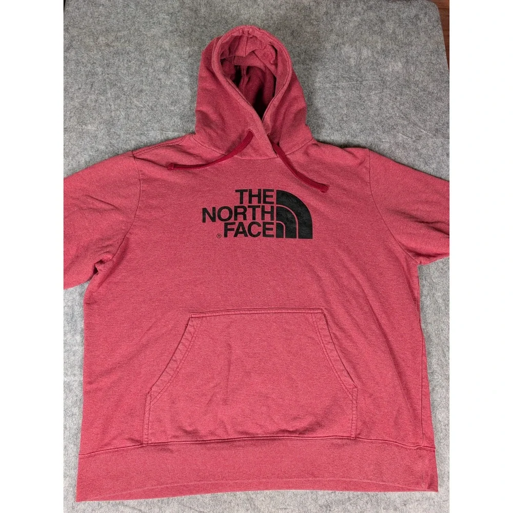 The North Face Mens Heather Red Graphic Logo Pullover Hoodie Sweatshirt 5594